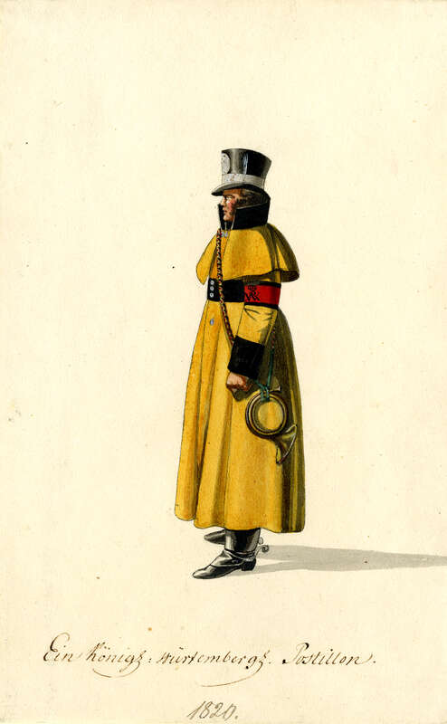 Zeichnung: Ein königlich-würtembergischer Postillon, 1820.