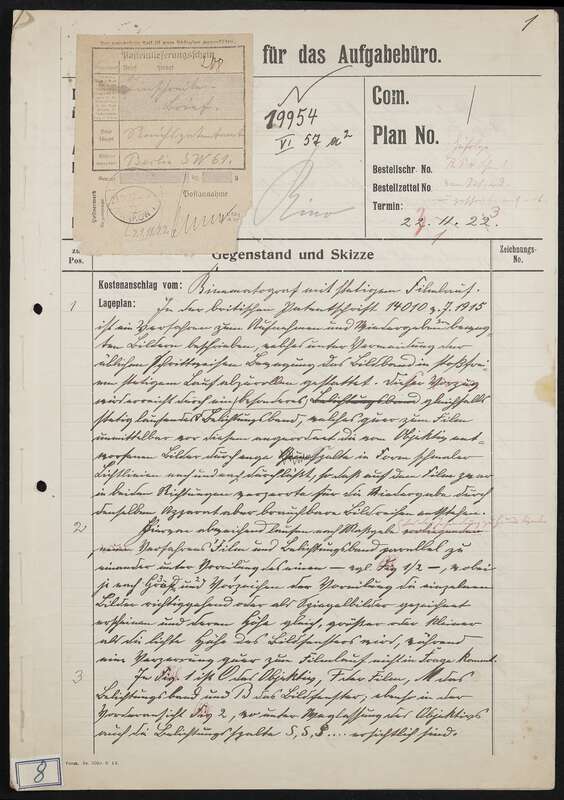 Manuskript, Patentanmeldung N 19954 VI / 57a² (DRP 388005) Aufnehmen und Wiedergeben bewegter Bilder mit stetiglaufendem Bildband
