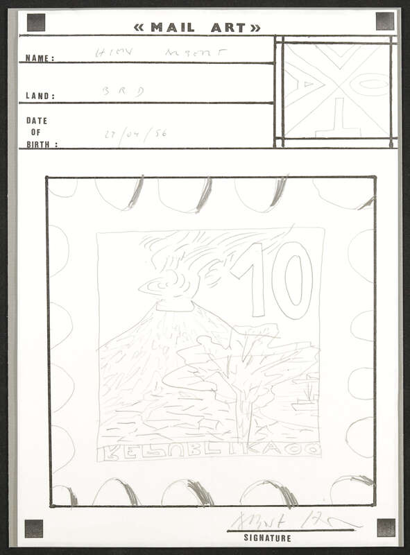 Bleistiftzeichnung auf Papier aus dem Mail Art Museum / DIN Art 4 mit 558 künstlerischen Arbeiten