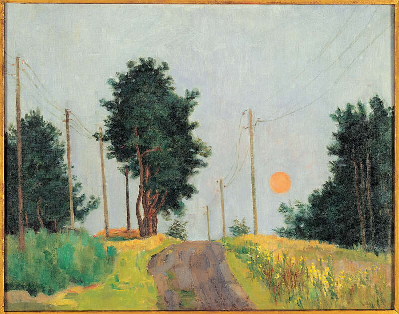 Gemälde Mond im Wald mit Telegraphenleitungen (Sommermond)