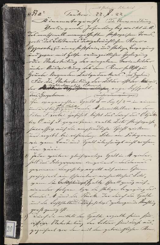 Manuskript, Patentanmeldung N 19954 VI / 57a²  Aufnehmen und Wiedergeben bewegter Bilder mit stetiglaufendem Bildband