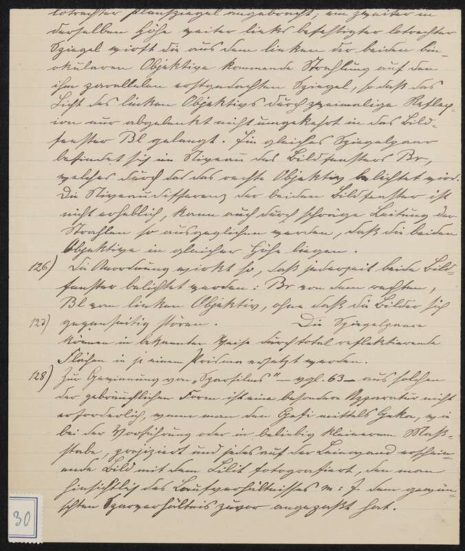 Manuskript über Bildprojektion mittels Planspiegeln und Binokular