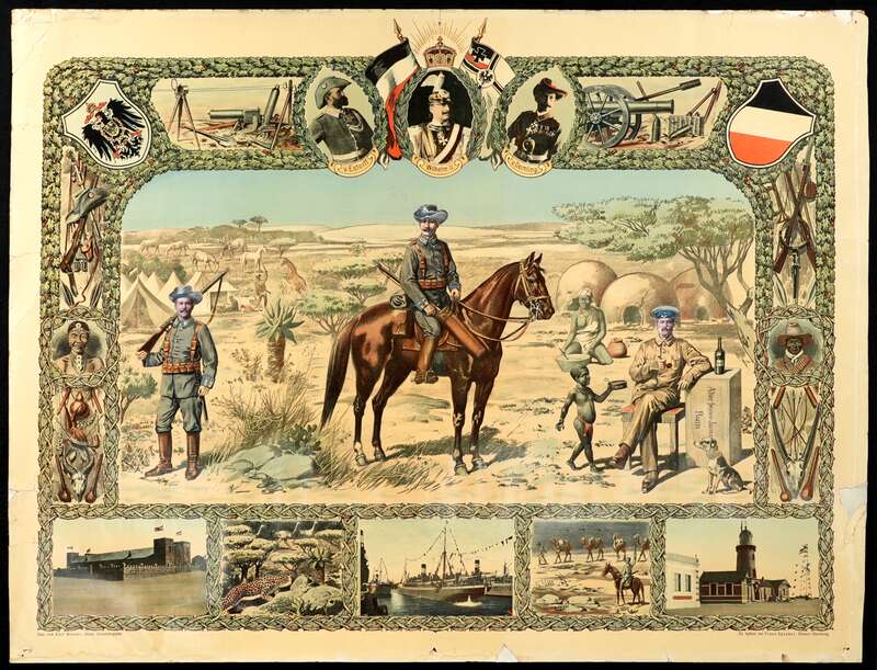 Archivalie, Erinnerungsbild, Reservistenbild, Bildcollage, Bilder der Kolonie, Kolonie Deutsch-Südwestafrika
