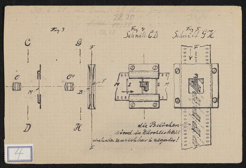 Technische Handzeichnung zu Fernkinematograph