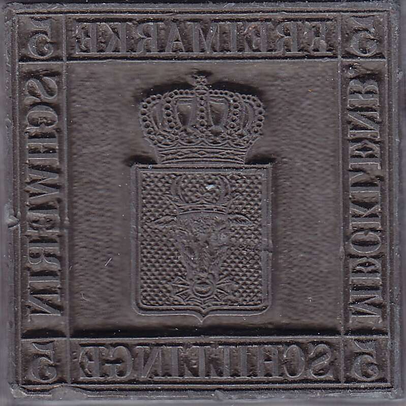 Druckstock für die Freimarke (Altdeutschland, Mecklenburg-Schwerin), 5 Schillinge, MiNr. 8 x, 8 y, 8 z