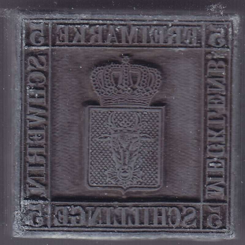 Druckstock für die Freimarke (Altdeutschland, Mecklenburg-Schwerin), 5 Schillinge, MiNr. 8 x, 8 y, 8 z