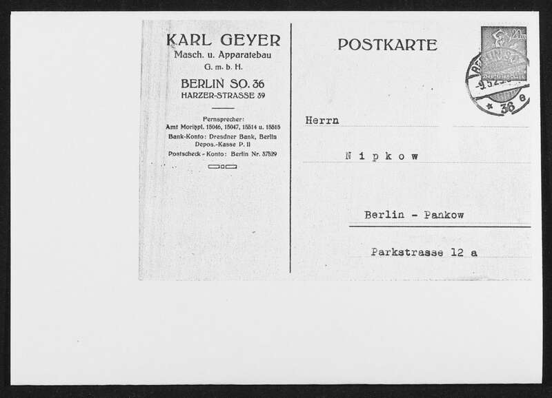 Mitteilung zu Patentanmeldung N 19954 VI 57a² Verfahren zu Aufnahme und Wiedergabe bewegter Bilder, Absage