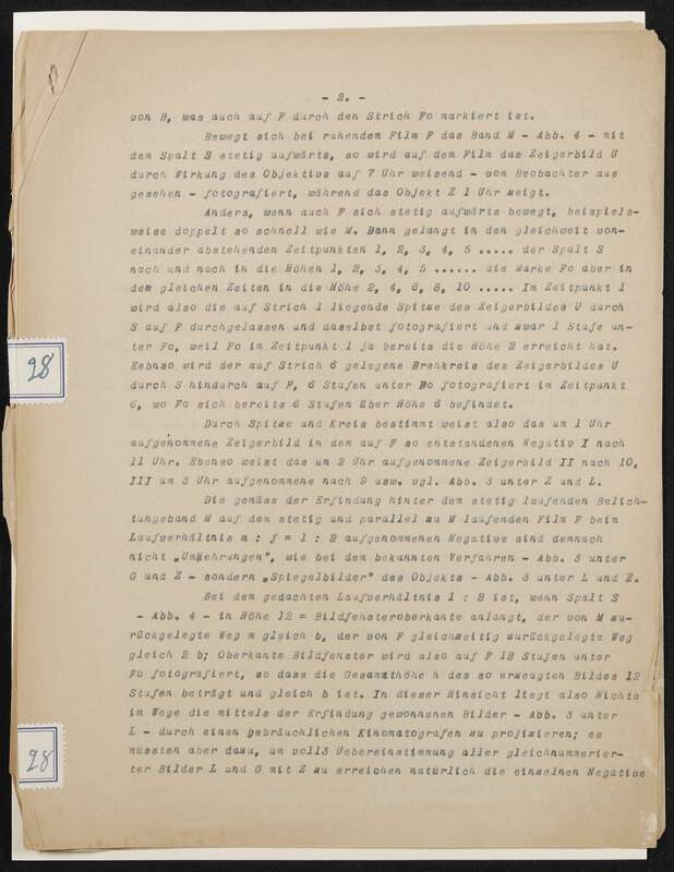 Typoskript der Patentanmeldung N 21532 VI / 57a²  Kehrfilm