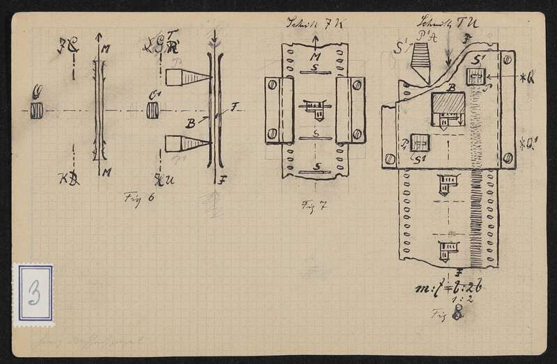 Technische Handzeichnung zu Fernkinematograph