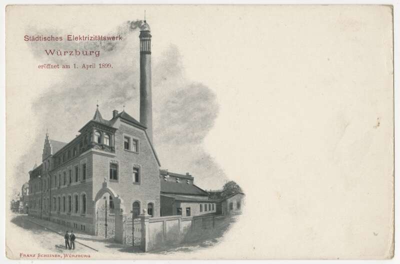 Ansichtspostkarte. Würzburg, Städtisches Elektrizitätswerk, ungelaufen