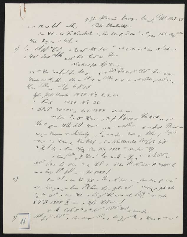 Briefentwurf (an F. Winckel?) bezüglich des DRP 30105 Elektrisches Teleskop in Stenografie