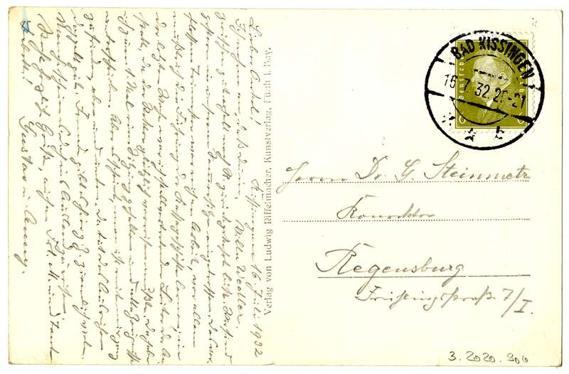 Ansichtspostkarte. Fotoansichtskarte, Fürth in Bayern, Im Israelitischen Schulhof, gelaufen