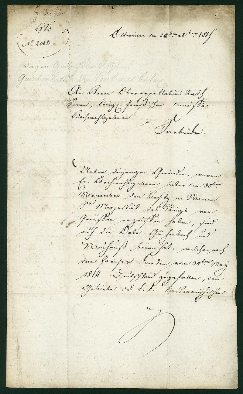 Altbrief von Ottweiler nach Saarbrücken
