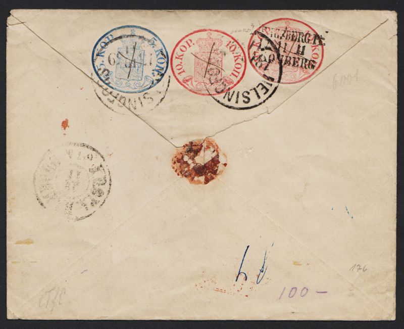Brief von Helsinki nach Altona als Ganzsache Finnland Umschlag Nr. U 9, GAA U 9, GAA U 10