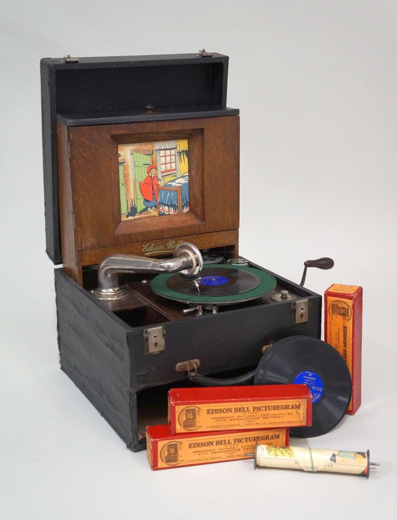 Grammophon mit Tonbildschau Edison Bell Picturegram