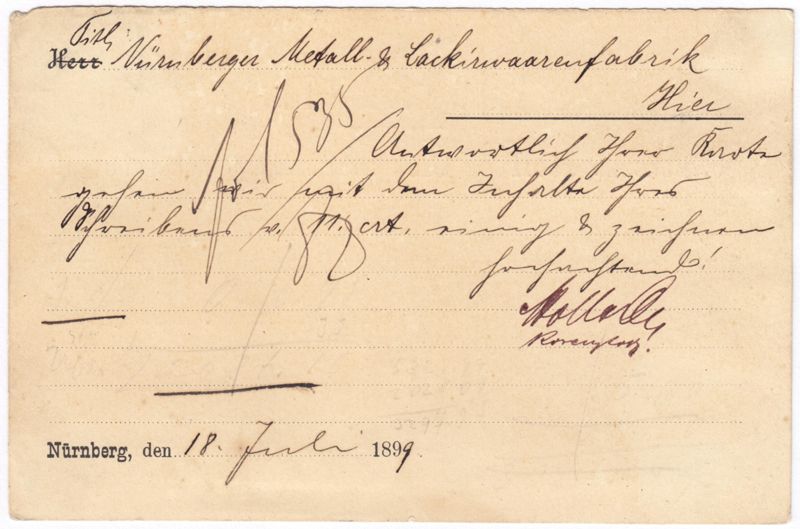 Privatpostkarte aus Nürnberg mit der Privatpostmarke Nürnberg (Deutschland/Privatpost) Privat Stadtpost COURIER Nr. 1 B
