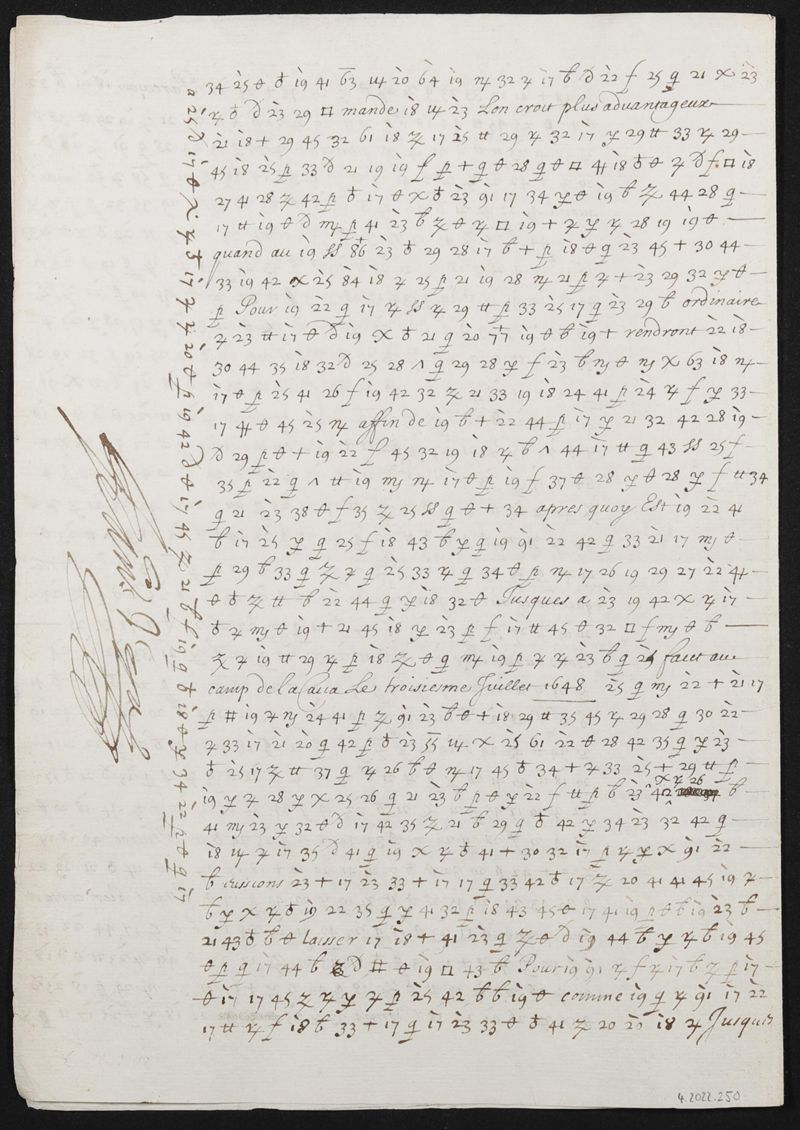 verschlüsselter Brief aus dem Feldlager während der Belagerung von Cremona