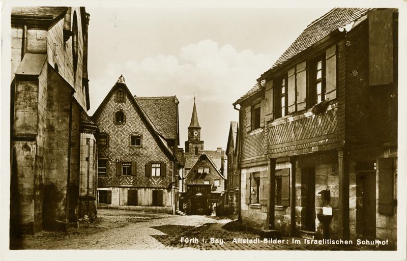 Ansichtspostkarte. Fotoansichtskarte, Fürth in Bayern, Im Israelitischen Schulhof, gelaufen