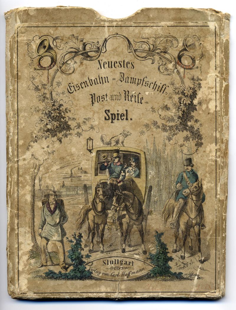 Gesellschaftsspiel Neuestes Eisenbahn- Dampfschiff- Post- und Reisespiel in Schuber