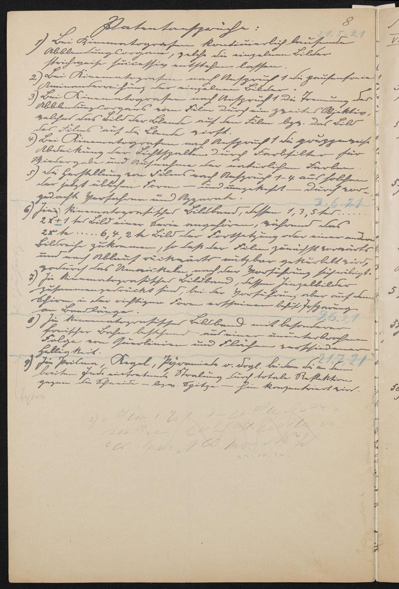 Manuskript, Patentanmeldung N 19954 VI / 57a² (DRP 388005) Aufnehmen und Wiedergeben bewegter Bilder mit stetiglaufendem Bildband