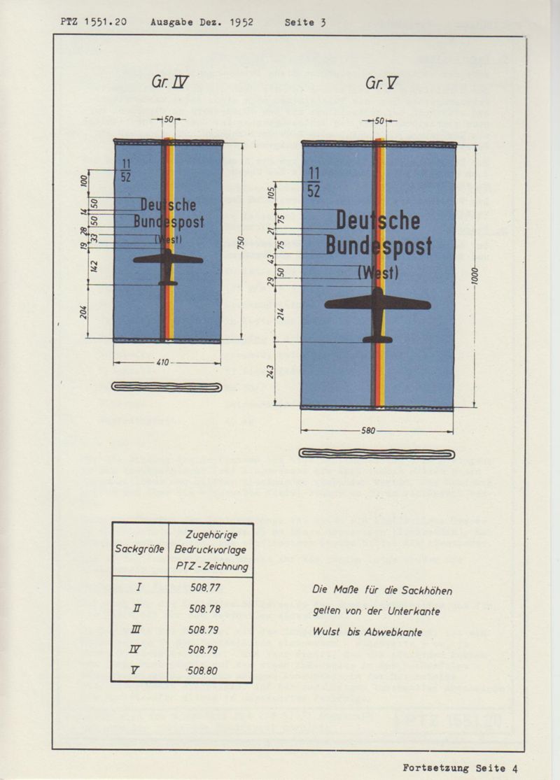 Postbeutel, Luftpost, Deutsche Bundespost, 54/59 Größe III