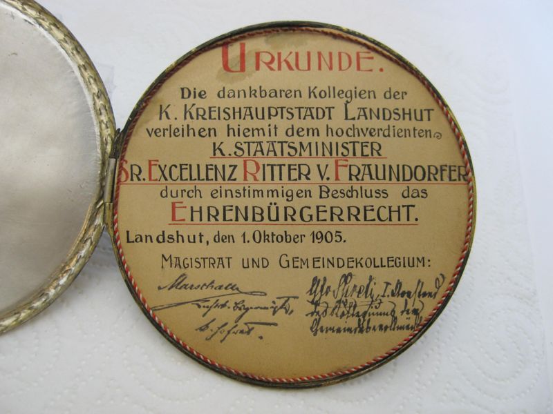Telegrafieglobus zur Wiedereröffnung des Oberpostamts Landshut für Staatsminister Heinrich Ritter von Frauendorfer