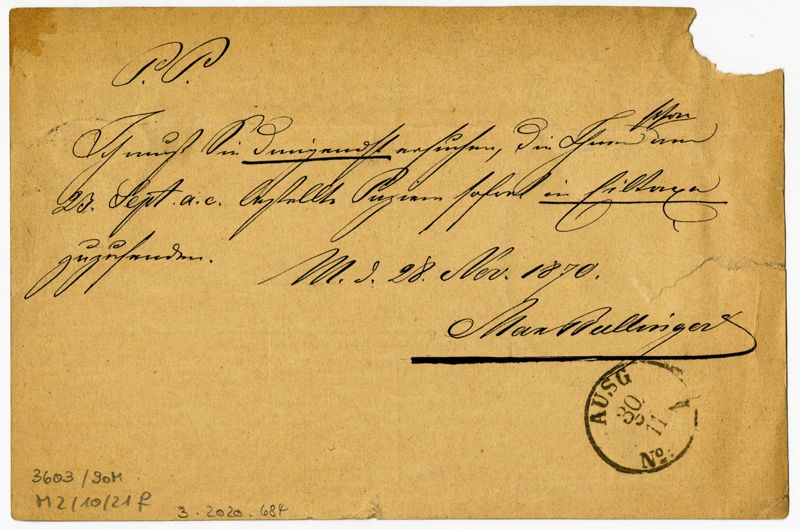 Postkarte. Correspondenzkarte der Königlich bayerischen Post, gelaufen