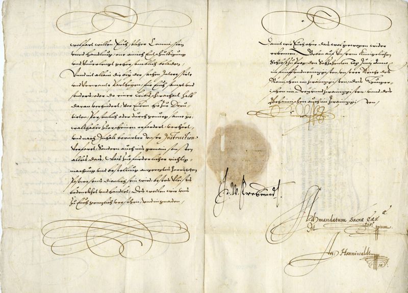 Brief Kaiser Rudolf II. von Prag nach Augsburg an die Bankiers und Großunternehmer Hans Fugger, Matthäus Welser und Johann Ilsung
