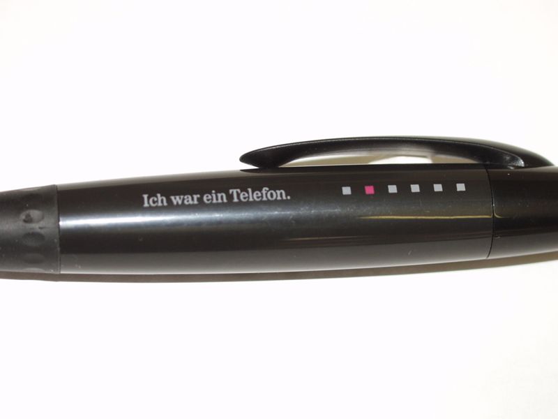 Werbung, Deutsche Telekom AG, Kugelschreiber mit Aufschrift Ich war ein Telefon, Recycling