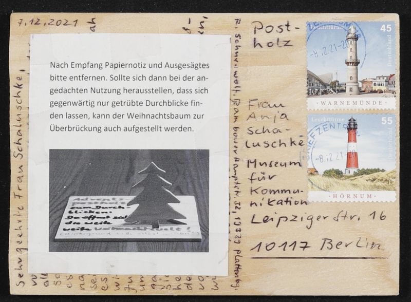 Postkarte Adventspostholz