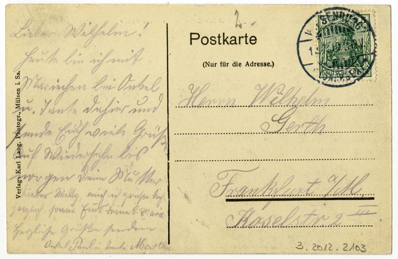 Ansichtspostkarte, Gruß aus Härtensdorf b. Wildenfels (Sachsen), Gasthof zum Lamm mit Poststelle der Kaiserlichen Reichspost mit Posthausschild, gelaufen