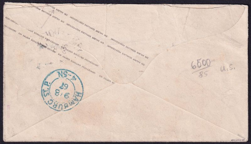 Brief von Bergedorf nach Hamburg als Ganzsache Hamburg (Deutschland/Altdeutschland) Umschlag Nr. U 8 mit Fehldruck BCHILLING