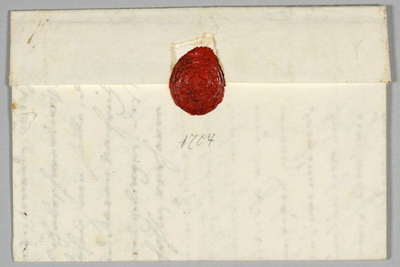 Brief von Jacob Wilhelm von Imhof aus Nürnberg an August Hermann Francke in Halle mit franco-Vermerk bis Leipzig und Rötelstrich als Beförderungsentgeltnotiz