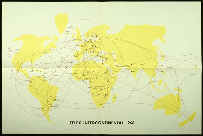 Atlas mit Text und Grafik zur Nachrichtenübermittlung per Telex international