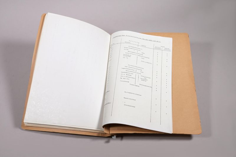 Archivalie, Hängemappe Uhren in Berlin 3, verwendet im Betriebs- und Verwaltungsgebäude des Fernmeldeturms Schäferberg der Deutschen Bundespost in Berlin/West
