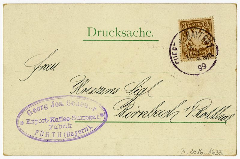 Ansichtspostkart, Drucksache der Kaffeesurrogat Fabrik von Georg Jos. Scheuer in Fürth/Bayern, Gruss aus Dresden, Ansicht der Hauptstraße, gelaufen