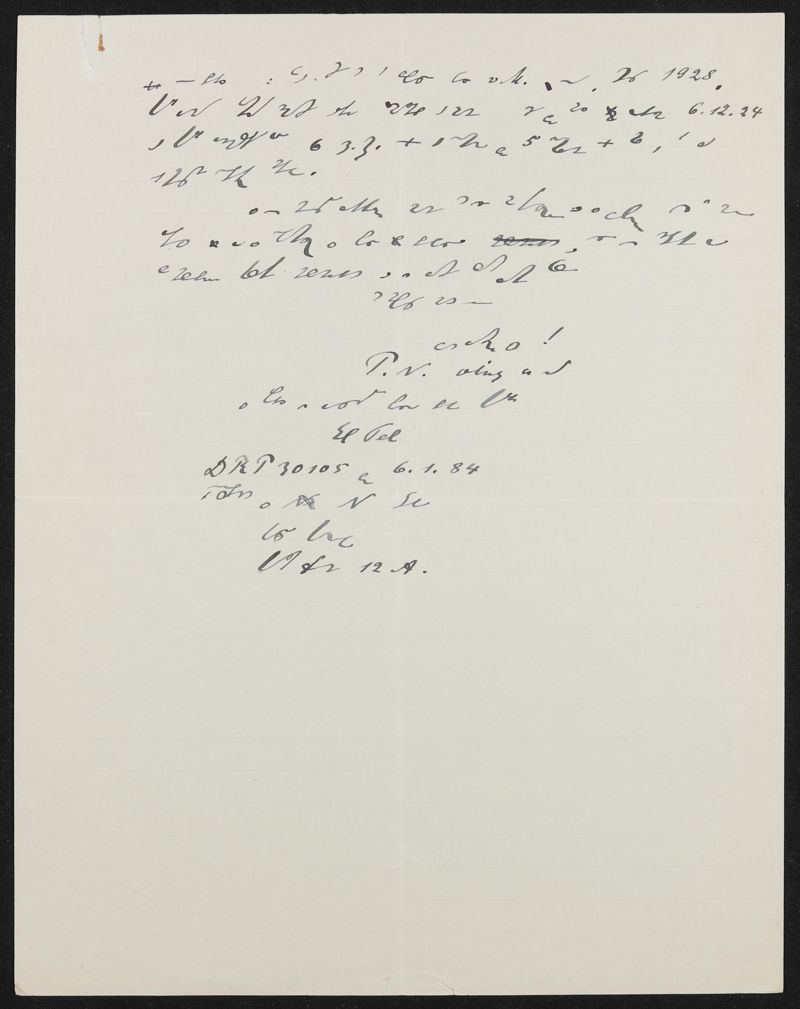 Briefentwurf (an F. Winckel?) bezüglich des DRP 30105 Elektrisches Teleskop in Stenografie