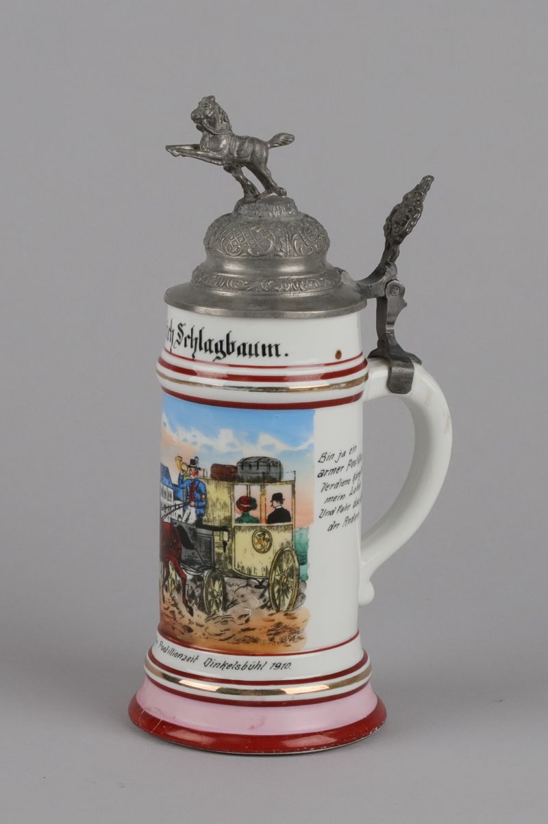 Andenkenkrug des Postillions Heinrich Schlagbaum aus Dinkelsbühl