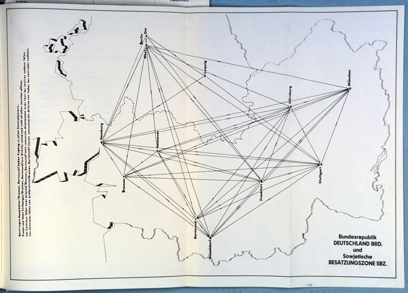 Atlas mit Text und Grafik zur Nachrichtenübermittlung per Telex international