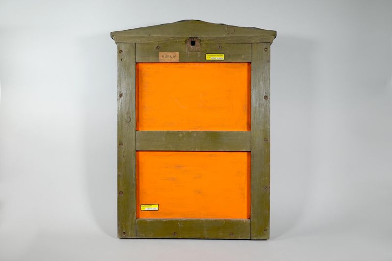 Posthausschild, Posthülfstelle (Posthilfsstelle) der Kaiserlichen Reichspost in Holzrahmen