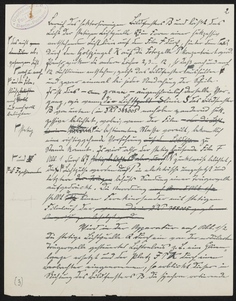 Manuskript zu Patentanmeldung N 30972 IX / 57a² Fernkino mit stetig laufendem Bildband