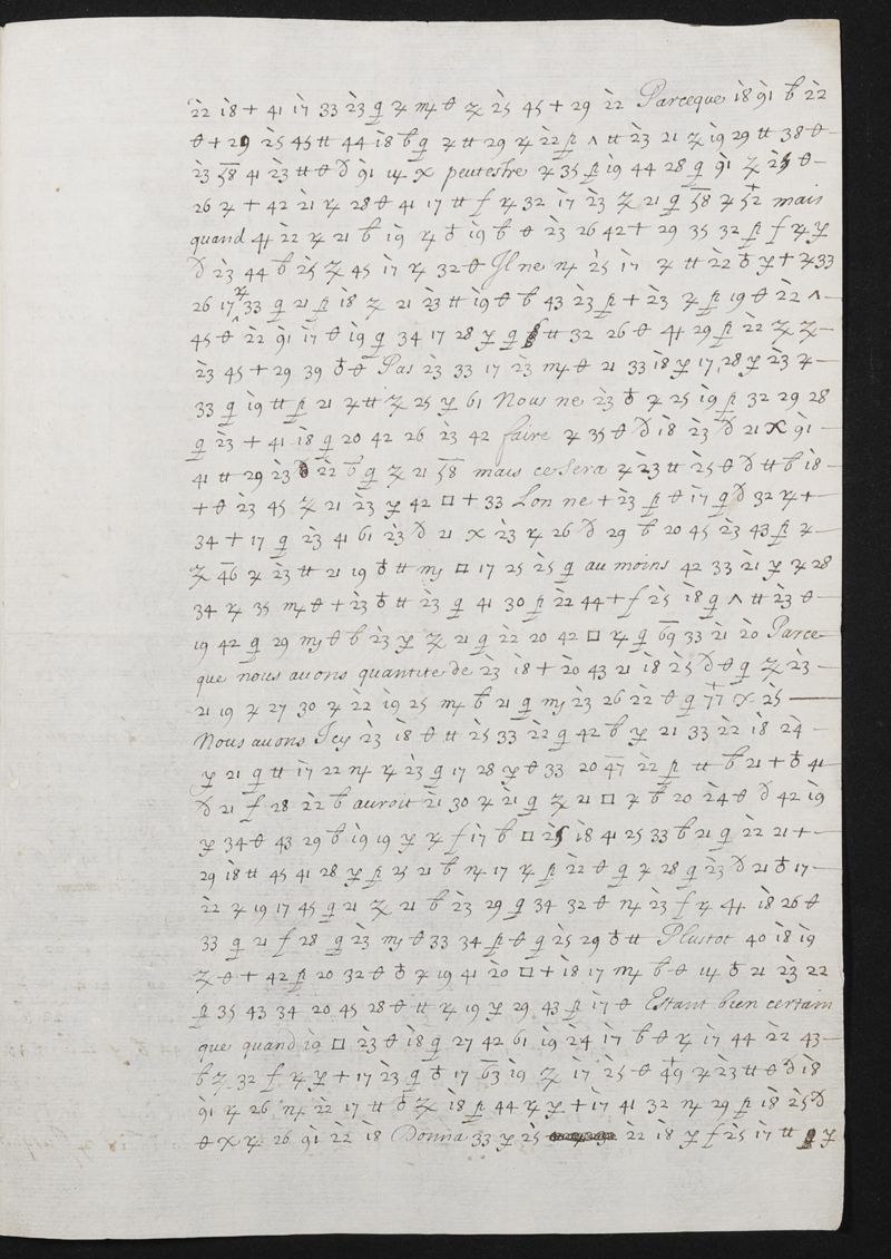 verschlüsselter Brief aus dem Feldlager während der Belagerung von Cremona