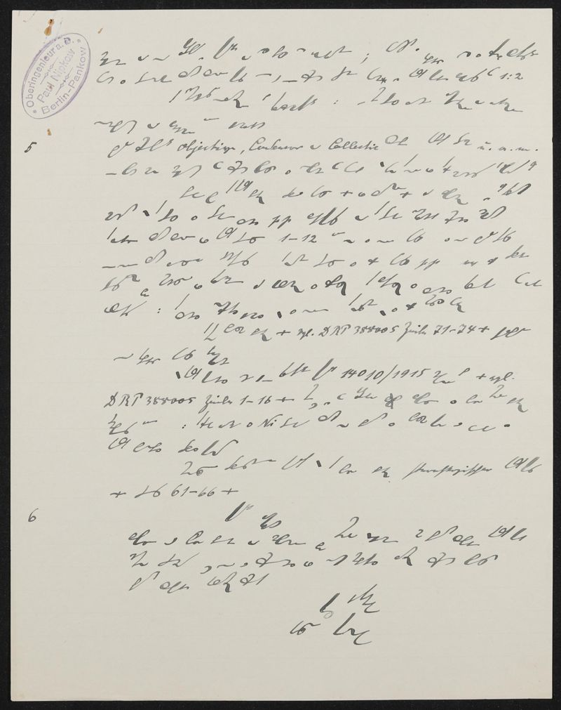 Manuskript mit dem Entwurf zur Patentanmeldung N 30972 IX / 57a² Fernkino mit stetig laufendem Bildband