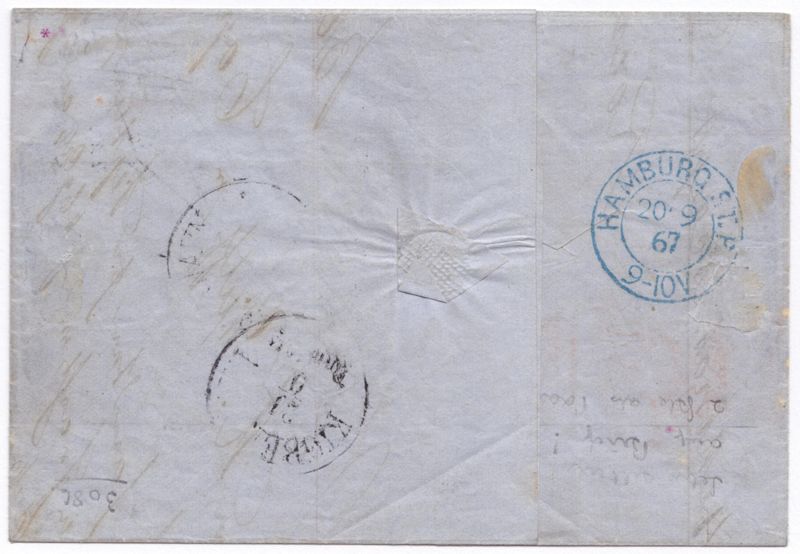 Brief von Bremen nach Copenhagen mit der Freimarke Bremen (Deutschland/Altdeutschland) Nr. 13