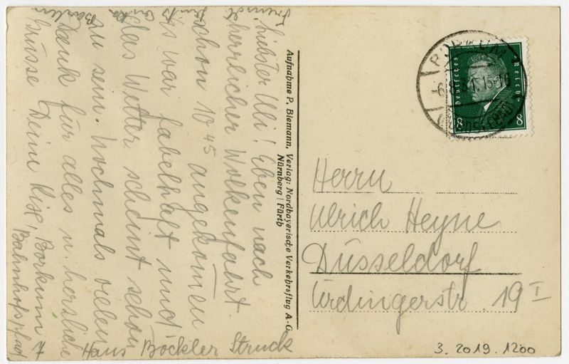 Ansichtspostkarte. Fotoansichtskarte, Messerschmitt Verkehrsflugzeug M. 18 der Norddeutschen Verkehrsflug A.-G. im Fluge, gelaufen