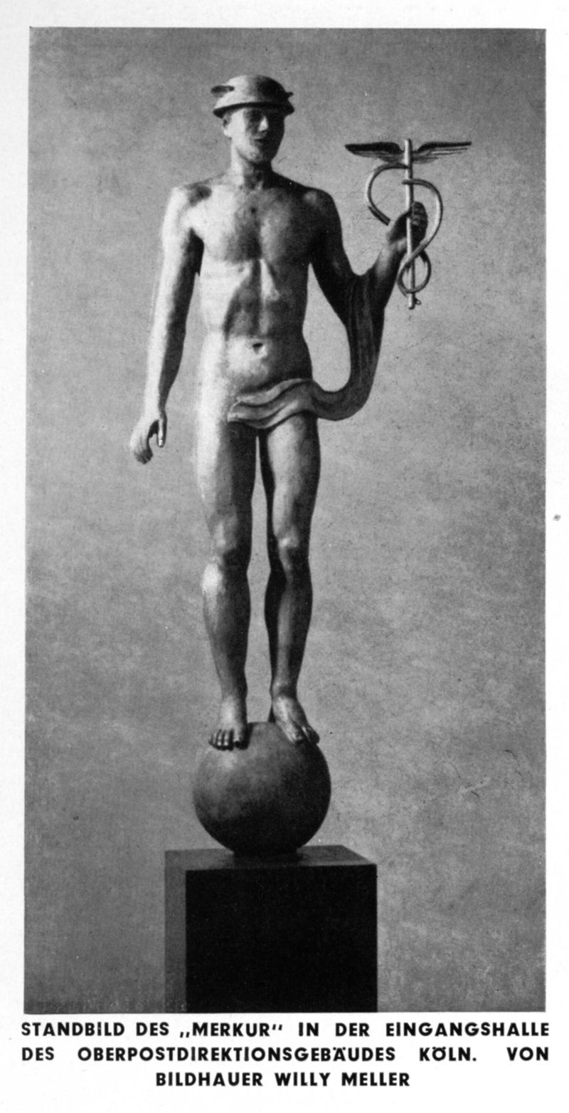 Bronzeskulptur eines stehenden Hermes (Merkur)