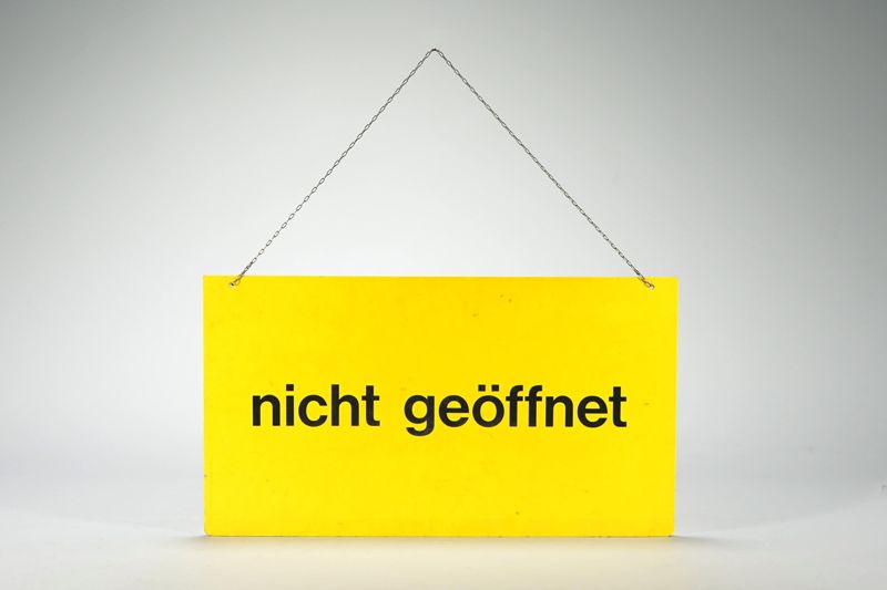 Postschalter-Zubehör, Schalterkennzeichnung, Hamburg, nicht geöffnet und Bitte nicht mehr anstellen, Danke, Deutsche Post AG
