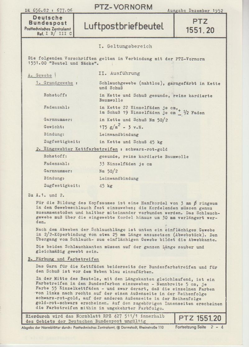 Postbeutel, Luftpost, Deutsche Bundespost, 54/59 Größe III