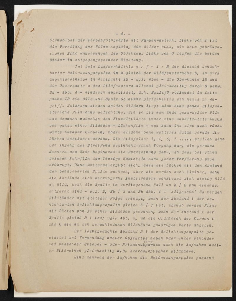 Typoskript der Patentanmeldung N 21532 VI / 57a²  Kehrfilm