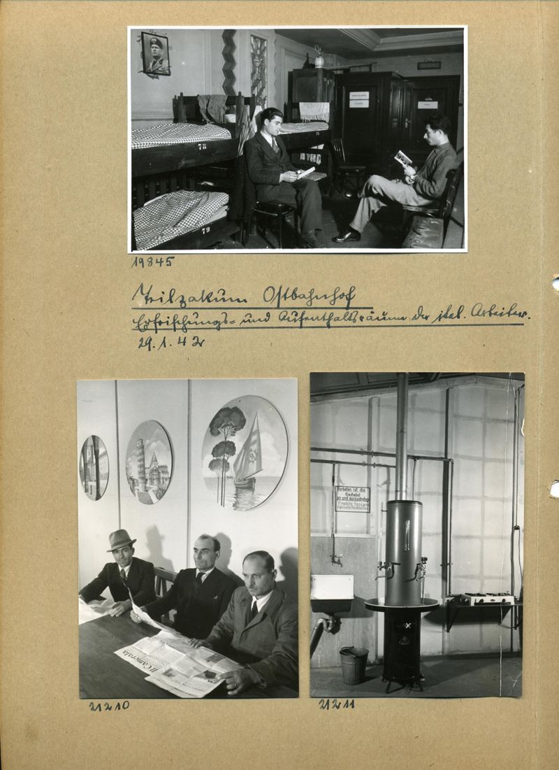 Fotografie Waschraum im Gemeinschaftslager der italienischen Arbeiter